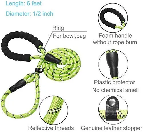 Haapaw 2 paquetes de correa para perro con cómodo mango acolchado reflectante, cuerda de escalada de montaña, correas de entrenamiento para perros grandes, medianos y pequeños (6 pies)