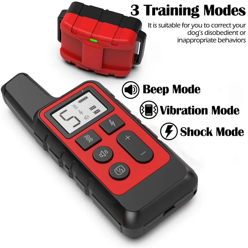 TOCESS Collar de entrenamiento para perro, collar de choque recargable con mando a distancia, alcance remoto de 1640 pies y resistente al agua, 3 modos de entrenamiento, pitido, vibración, choque para perros pequeños, medianos y grandes