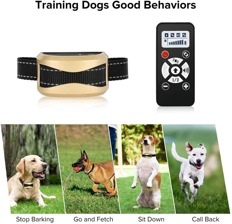 Dog Training Collar with Remote, Rechargeable Waterproof Dogs Bark Collar with 3 Training Modes and Automatic Mode, Beep, Vibration, Static, up to 2400Ft Remote Range for Small Medium Large Dogs