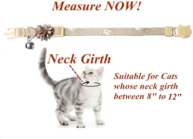 BoomBone Collar con diseño de flor de gato, 3 unidades, para perros pequeños con campana