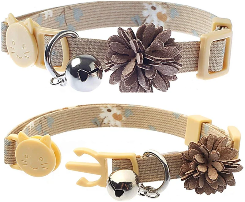 BoomBone Collar con diseño de flor de gato, 3 unidades, para perros pequeños con campana