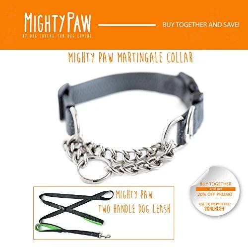 Collar de entrenamiento Mighty Paw, collar Martingale, calidad premium, limitado, collar cincha, collar reflectante para perros