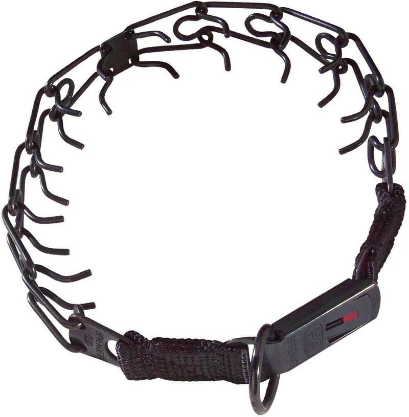 Herm Sprenger Acero Inoxidable Prong perro collar con hebilla – Caja de seguridad, Negro