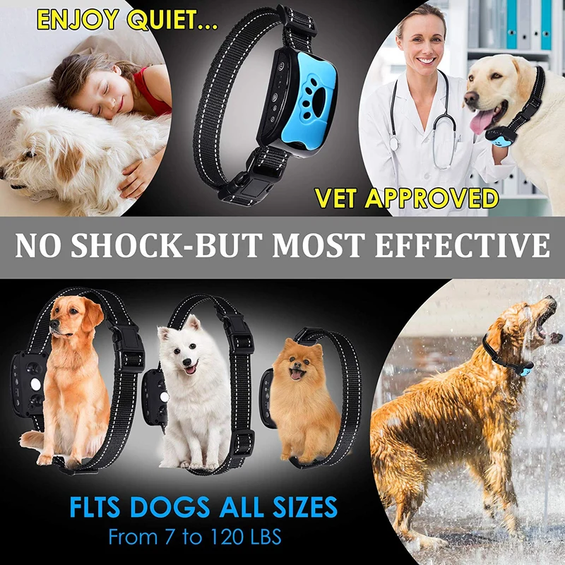 Bobo Collar de corteza [2019 Superhuman CHIP] mejor para perros pequeños, medianos grandes, dispositivo antiladridos más efectivo, 7 modos de sonido, no dañino y sin dolor para un perro, hipoalergénico.