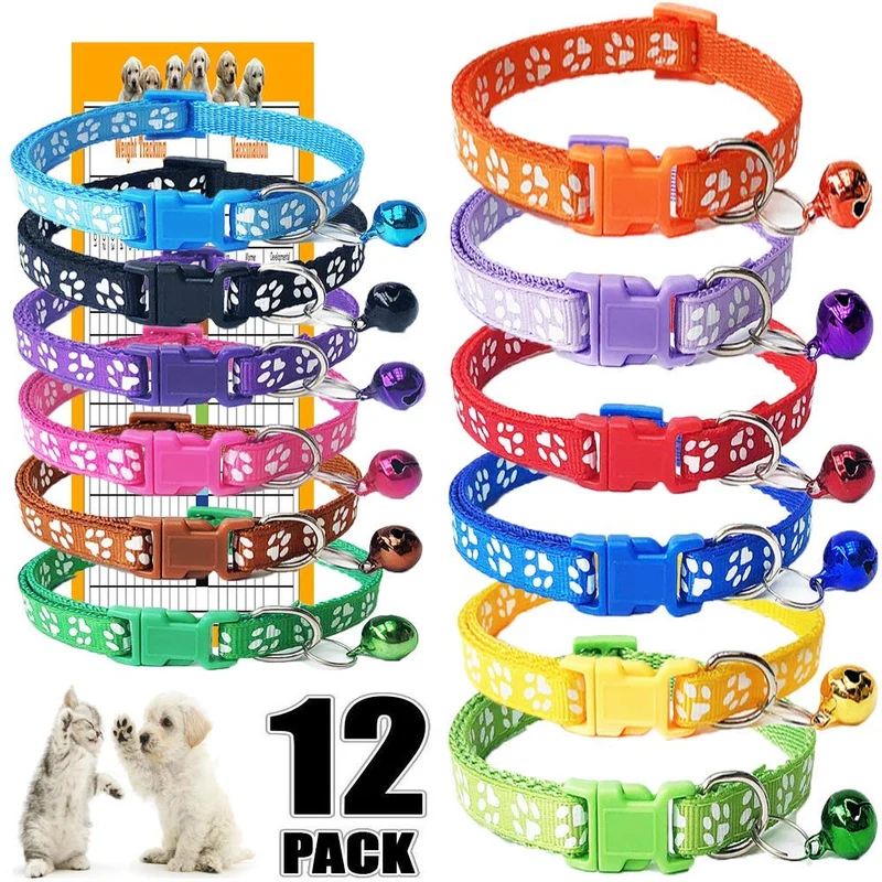 GAMUDA - Collares para cachorros - Collares para cachorros supersuaves de nailon - Collares de arena ajustables para cachorros - Varios colores reflectantes lisos y collares de identificación - Juego de 12