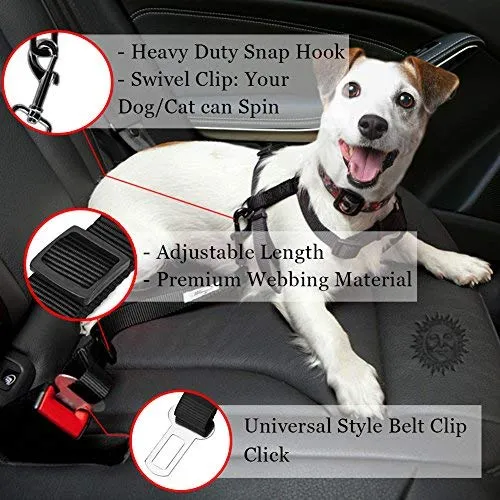 Cinturones de asiento de coche para perros y gatos – Evita el estrés de viaje – permite respirar aire fresco sin mascotas saltando – Soporta todos los coches