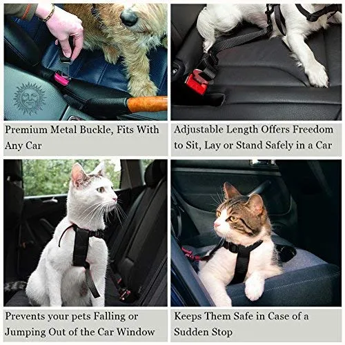 Cinturones de asiento de coche para perros y gatos – Evita el estrés de viaje – permite respirar aire fresco sin mascotas saltando – Soporta todos los coches