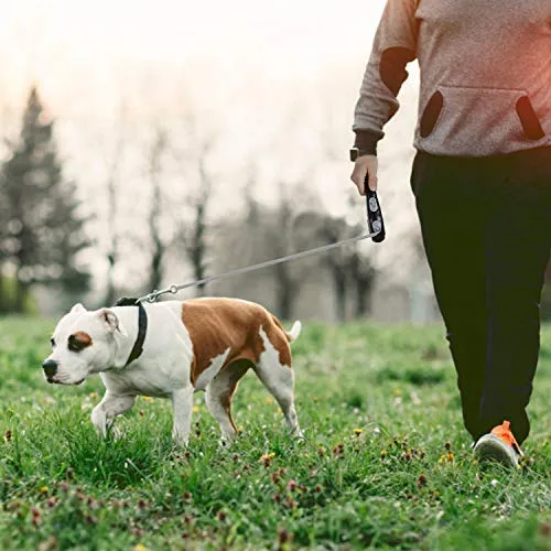 CheerMaker Correa retráctil para perro, 360 ° sin enredos, resistente correa para caminar para perros con cinta de nailon reflectante de 16.0 ft/26.0 ft, mango antideslizante, freno de una mano, pausa, bloqueo para perros de hasta 44lbs/110 libras