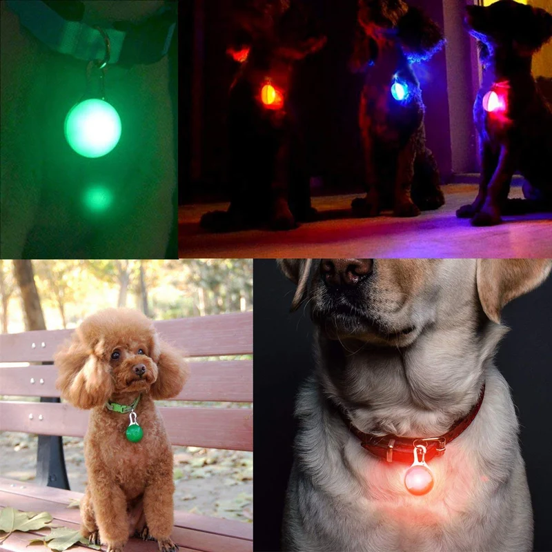 Osense collar de mascota con luz LED de 6 piezas, clip para mascotas, luces de perro para collares, resistente al agua, luces nocturnas para perros, mosquetón de acero inoxidable actualizado, batería incluida 6 extra