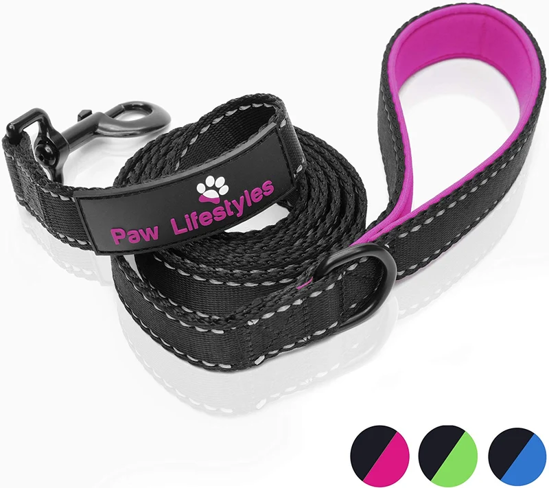 Correa para perro resistente Paw Lifestyles, 0.11 pulgadas de grosor, 6 ft de largo, mango acolchado para mayor comodidad, perfecta para perros medianos y grandes