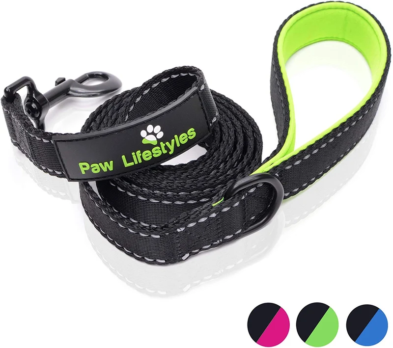 Correa para perro resistente Paw Lifestyles, 0.11 pulgadas de grosor, 6 ft de largo, mango acolchado para mayor comodidad, perfecta para perros medianos y grandes