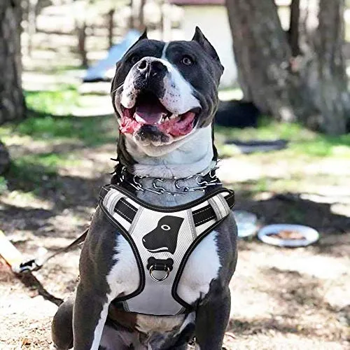 Arnés de perro grande de BABYLTRL de plata antidesgarros ajustable para mascotas de material Oxford reflectante suave chaleco para perros de tamaño mediano grande arnés de fácil control
