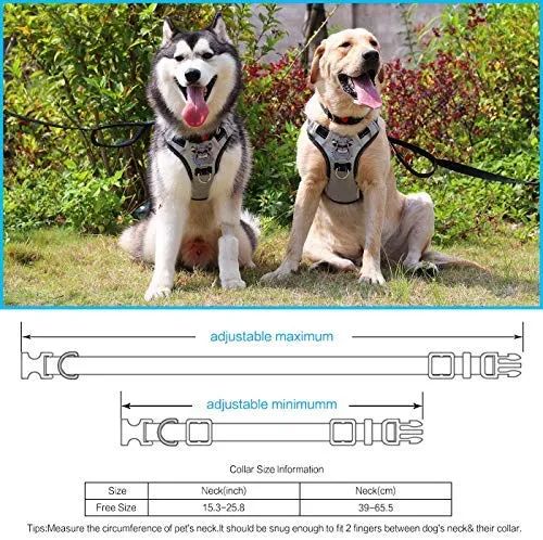 Arnés de perro grande de BABYLTRL de plata antidesgarros ajustable para mascotas de material Oxford reflectante suave chaleco para perros de tamaño mediano grande arnés de fácil control