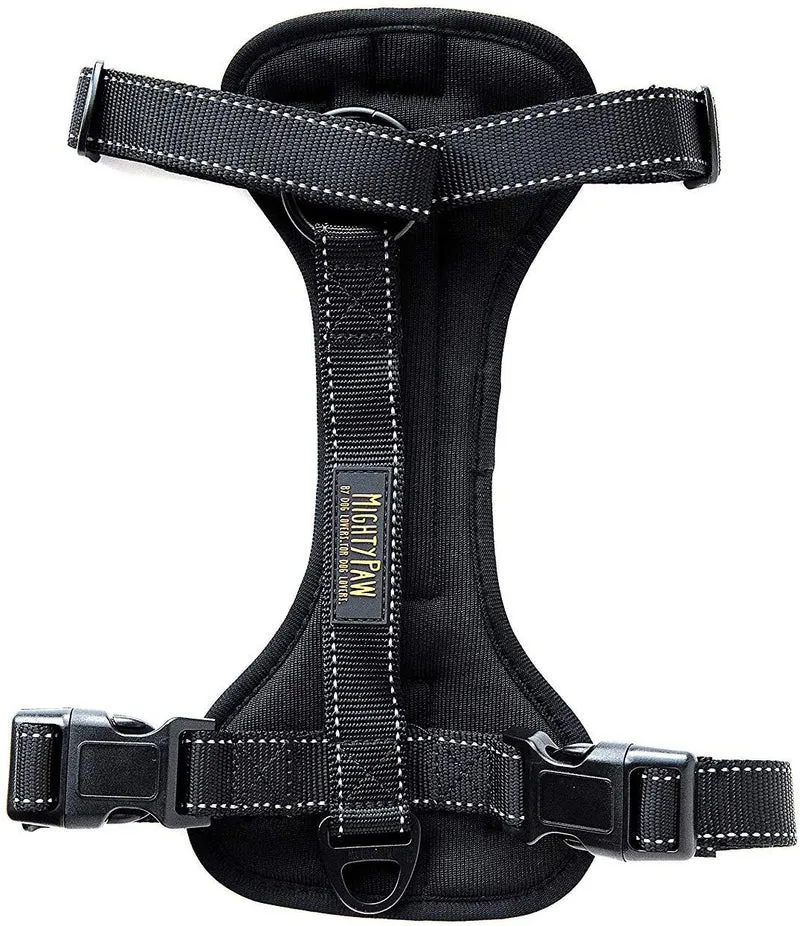 Arnés de seguridad para vehículo para perro Mighty Paw, con correas acolchadas ajustables, sirve como arnés para pasear el perro con su amarre para correa.