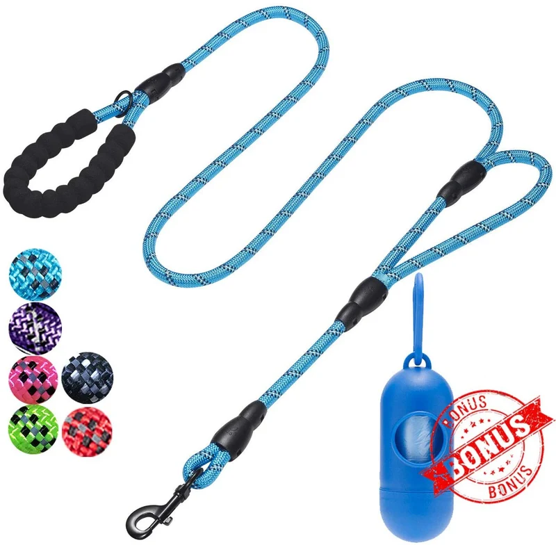 tobeDRI Correa para perro resistente, 2 asas acolchadas, 6 pies de largo, correas de entrenamiento para perros medianos y grandes