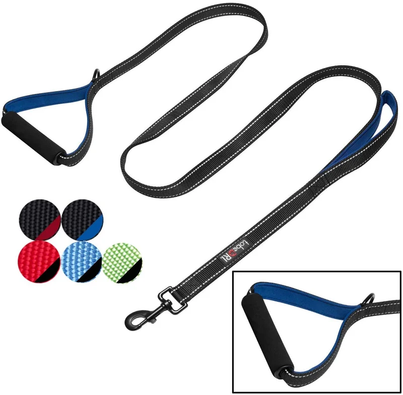 tobeDRI Correa para perro resistente, 2 asas acolchadas, 6 pies de largo, correas de entrenamiento para perros medianos y grandes