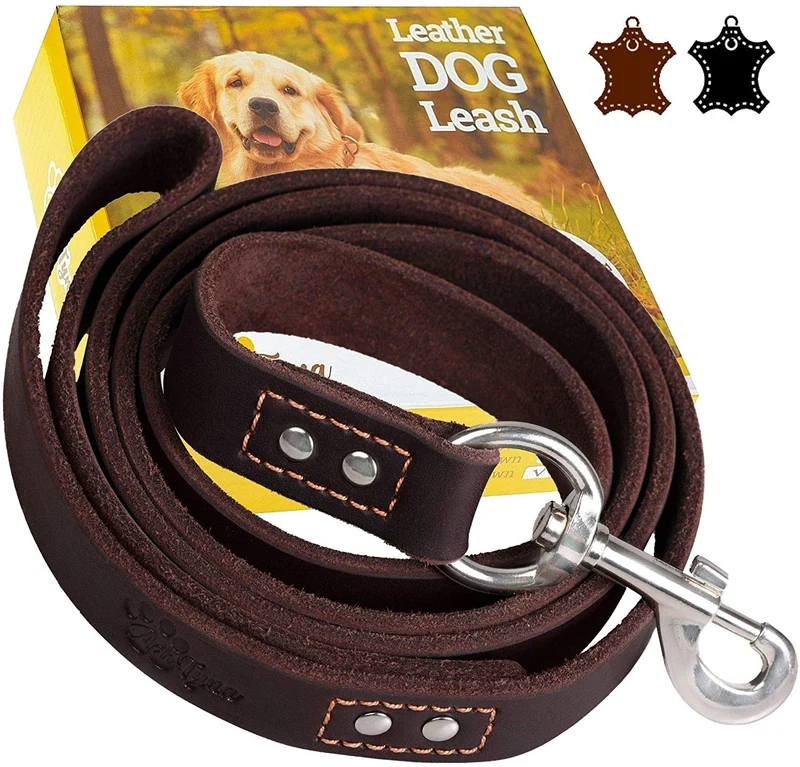 ADITYNA Correa para perro de piel resistente, 6 pies, correa de cuero fuerte y suave para perros extra grandes, grandes y medianos, correa de entrenamiento para perro