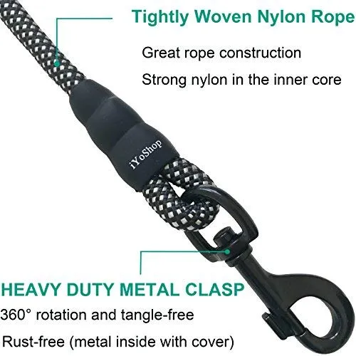 iYoShop Durable Dog Leash Pet Rope Leash Thick Durable Nylon Rope Leash with Soft Padded Handle and Light Weight Training Leash for Small Medium Large Dogs