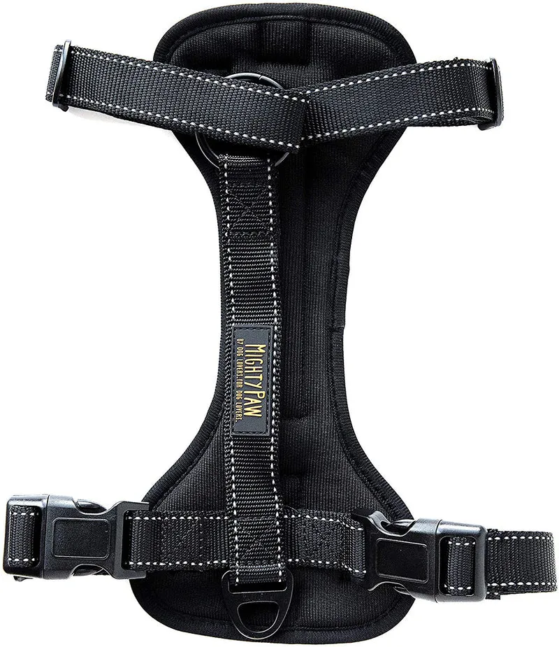 Arnés de seguridad para vehículo para perro Mighty Paw, con correas acolchadas ajustables, sirve como arnés para pasear el perro con su amarre para correa.