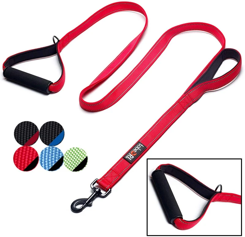 tobeDRI Correa para perro resistente, 2 asas acolchadas, 6 pies de largo, correas de entrenamiento para perros medianos y grandes