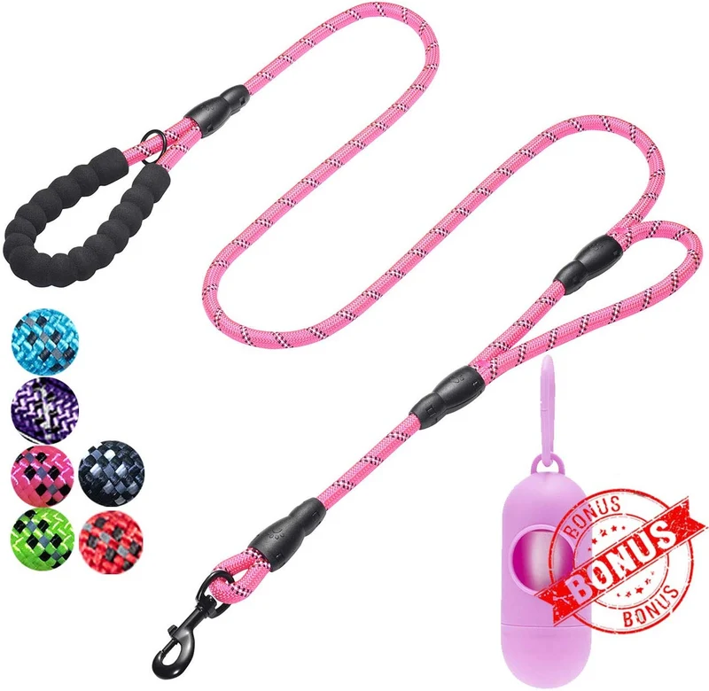 tobeDRI Correa para perro resistente, 2 asas acolchadas, 6 pies de largo, correas de entrenamiento para perros medianos y grandes