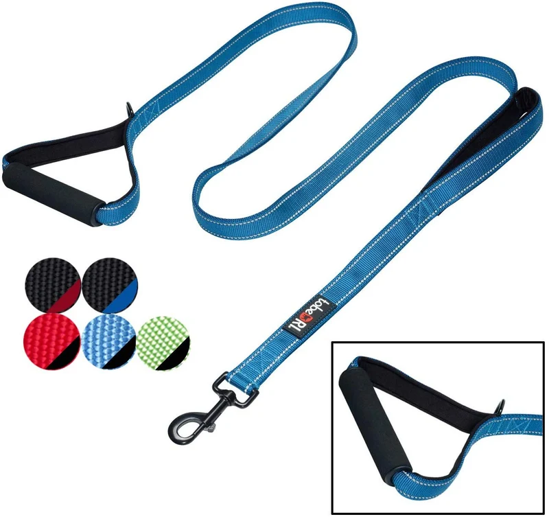 tobeDRI Correa para perro resistente, 2 asas acolchadas, 6 pies de largo, correas de entrenamiento para perros medianos y grandes