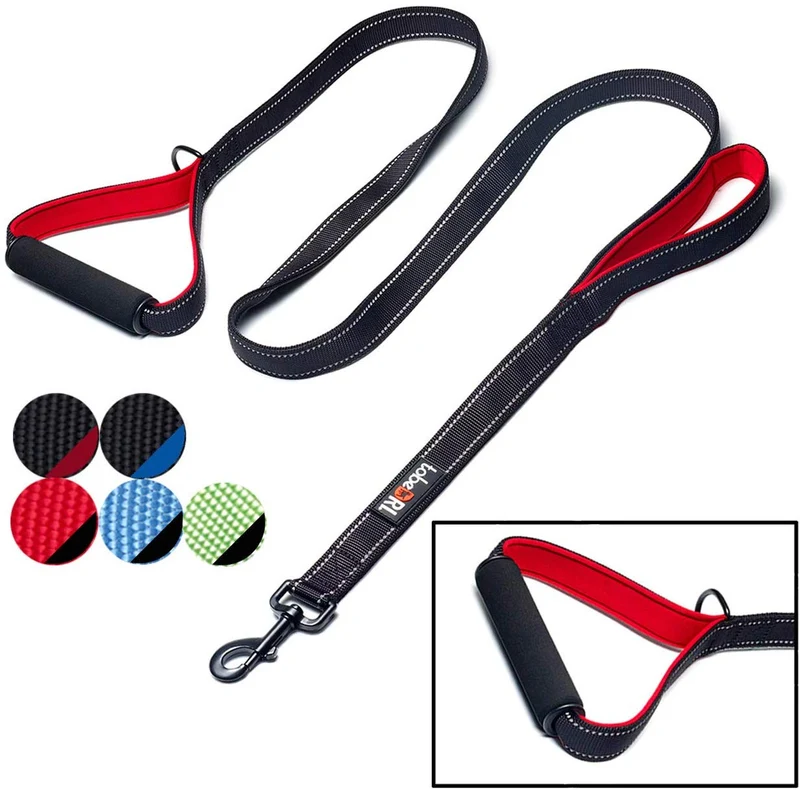 tobeDRI Correa para perro resistente, 2 asas acolchadas, 6 pies de largo, correas de entrenamiento para perros medianos y grandes