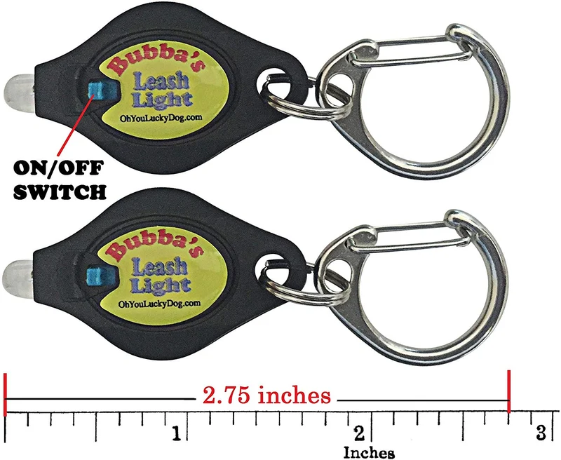 Luz para perro, collar de perro, correa de bubbba, luz – (no versión actual) 2 por paquete – para paseos de perro y monitoreo de patio. Se fija a la correa, collar de perro, arnés. Ideal para perros pequeños y grandes. (Color negro)