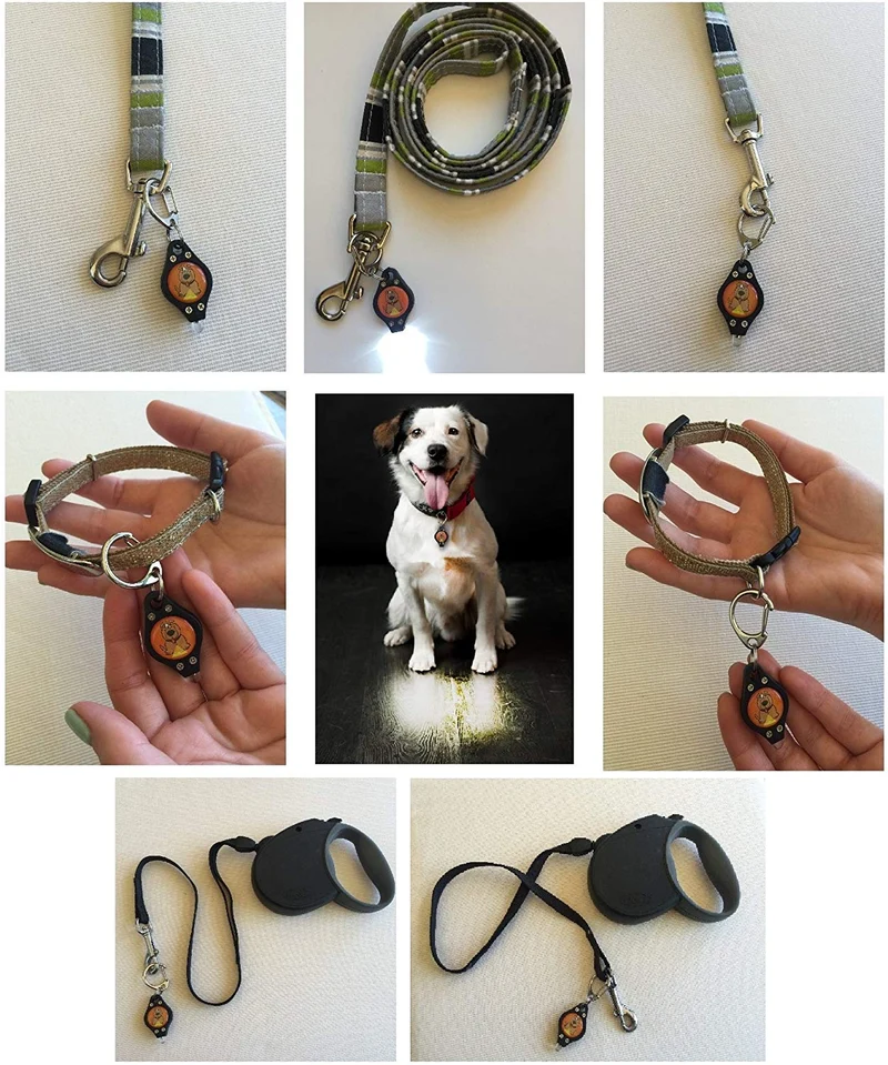 Luz para perro, collar de perro, correa de bubbba, luz – (no versión actual) 2 por paquete – para paseos de perro y monitoreo de patio. Se fija a la correa, collar de perro, arnés. Ideal para perros pequeños y grandes. (Color negro)
