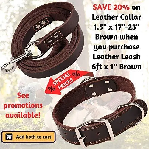 ADITYNA Correa para perro de piel resistente, 6 pies, correa de cuero fuerte y suave para perros extra grandes, grandes y medianos, correa de entrenamiento para perro