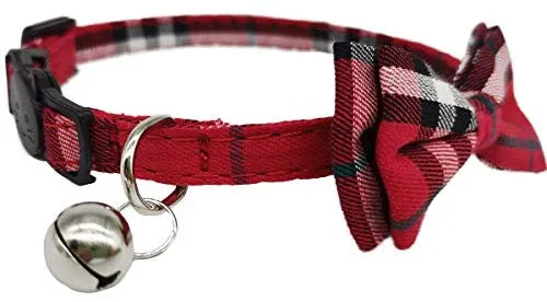KUDES - Juego de 2 collares para gato con pajarita y campana para gatitos y algunos cachorros, ajustable de 7.8 a 10.5 pulgadas