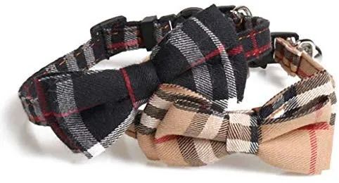 KUDES - Juego de 2 collares para gato con pajarita y campana para gatitos y algunos cachorros, ajustable de 7.8 a 10.5 pulgadas