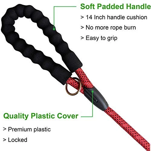 iYoShop Durable Dog Leash Pet Rope Leash Thick Durable Nylon Rope Leash with Soft Padded Handle and Light Weight Training Leash for Small Medium Large Dogs