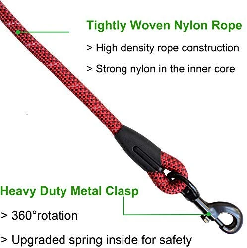 iYoShop Durable Dog Leash Pet Rope Leash Thick Durable Nylon Rope Leash with Soft Padded Handle and Light Weight Training Leash for Small Medium Large Dogs