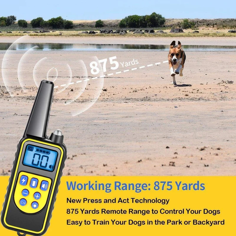 Moer Sky - Collar de entrenamiento para perro, 100% impermeable, recargable a distancia, con luz LED, para perros pequeños, medianos y grandes