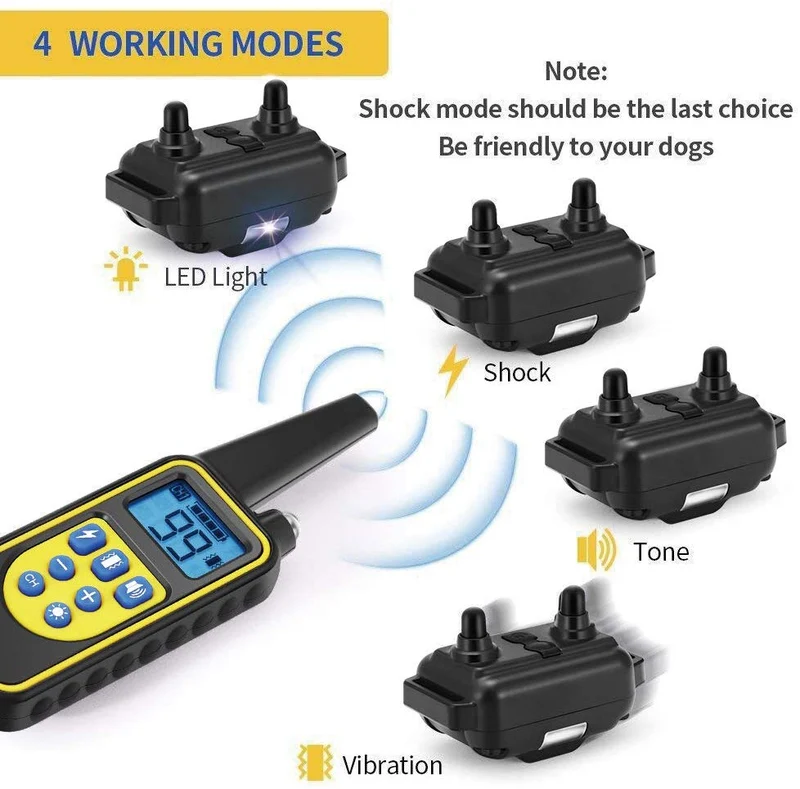 Moer Sky - Collar de entrenamiento para perro, 100% impermeable, recargable a distancia, con luz LED, para perros pequeños, medianos y grandes