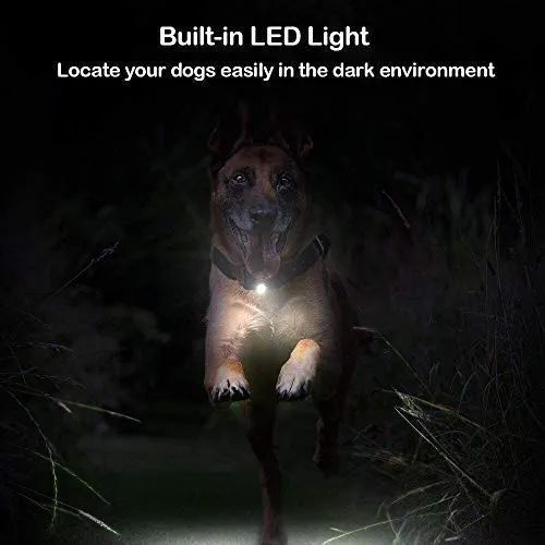 Moer Sky - Collar de entrenamiento para perro, 100% impermeable, recargable a distancia, con luz LED, para perros pequeños, medianos y grandes
