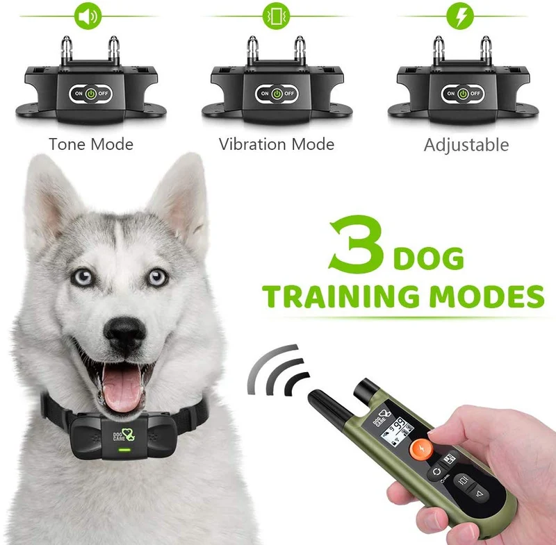 DOG CARE Dog Training Collar Dog Training Collar with Remote, 3 Modes, Rechargeable Dog Training Collar for Small Medium Large Dogs, 1000ft Remote Range, Safe & Humane