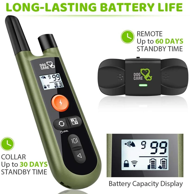 DOG CARE Dog Training Collar Dog Training Collar with Remote, 3 Modes, Rechargeable Dog Training Collar for Small Medium Large Dogs, 1000ft Remote Range, Safe & Humane