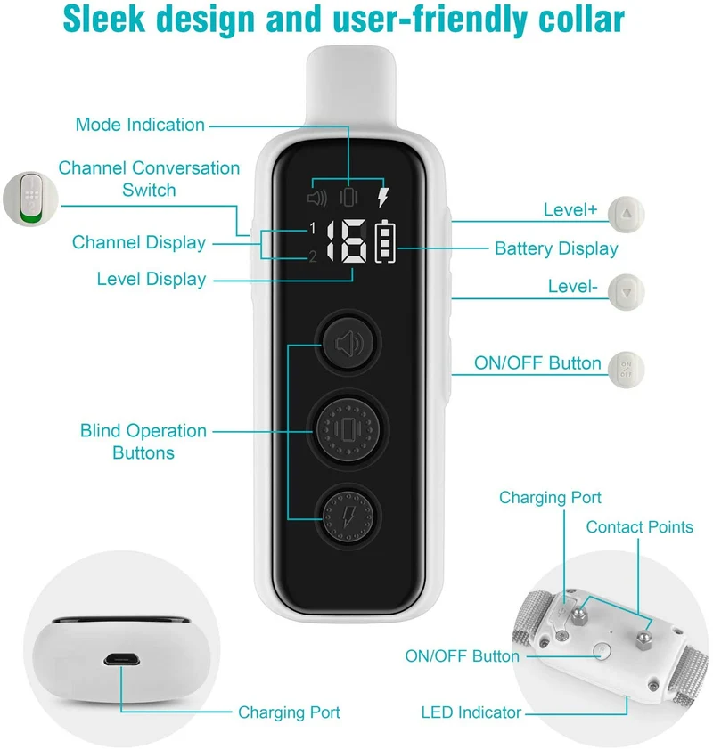 Bousnic Collar de entrenamiento para perros con mando a distancia – Collar de entrenamiento eléctrico actualizado de 1000 pies resistente al agua recargable para perros pequeños, medianos y grandes, con 3 modos de entrenamiento seguros, vibración de pitid