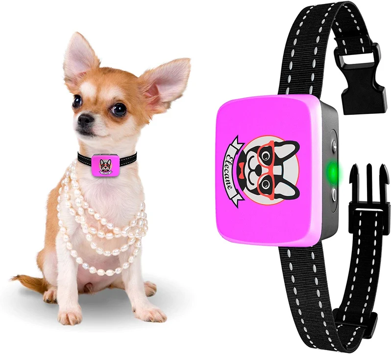 Collar pequeño para perro recargable, antiladridos para perros pequeños – el más pequeño más humano para dejar de ladrar – el collar de entrenamiento de perro sin corteza de choque impermeable – Dispositivo seguro de control de corteza para mascotas