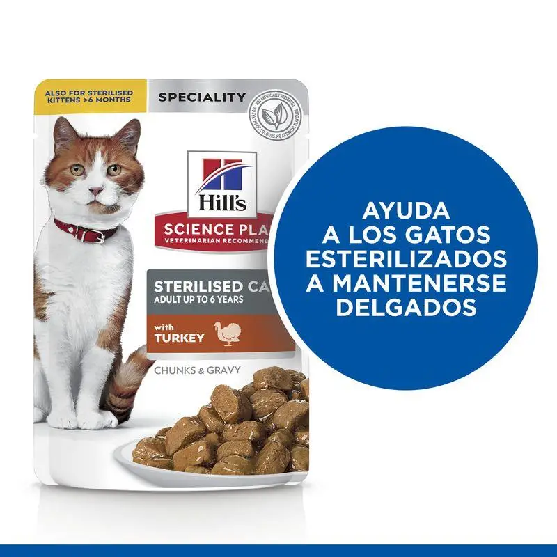 Hill'S Science Plan Sterilised Pavo 85 g Sobre Alimento para Gatos
