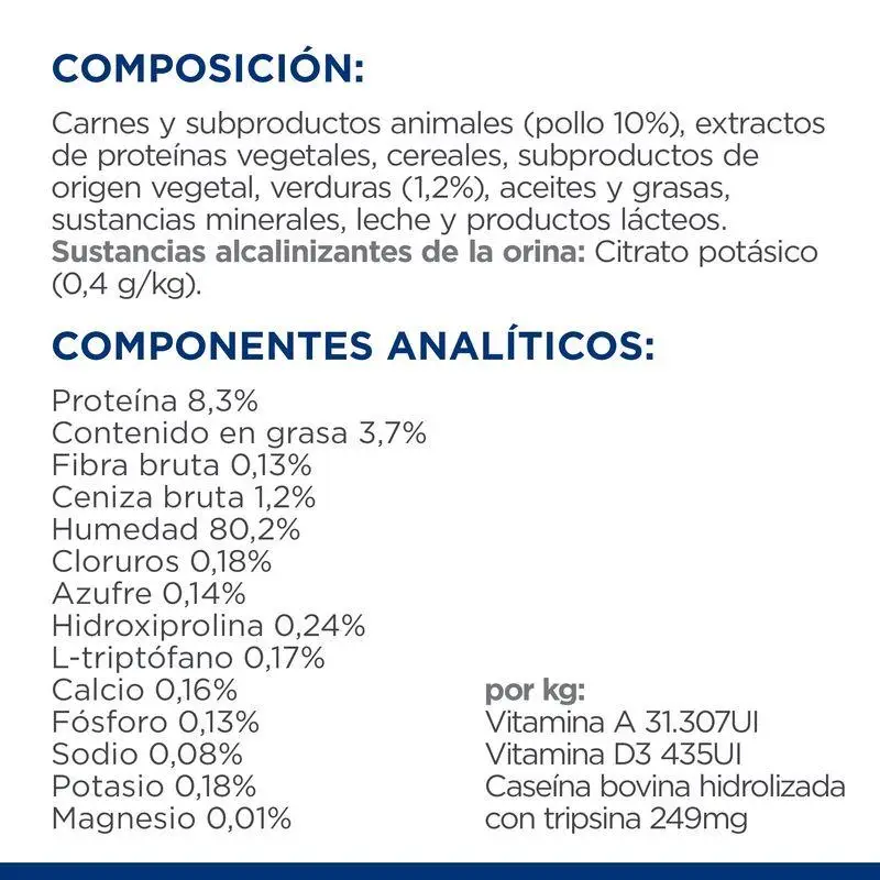 Hill'S C/D Urinary Stress Estofado con Pollo y Verduras 82 g Alimento para Gatos