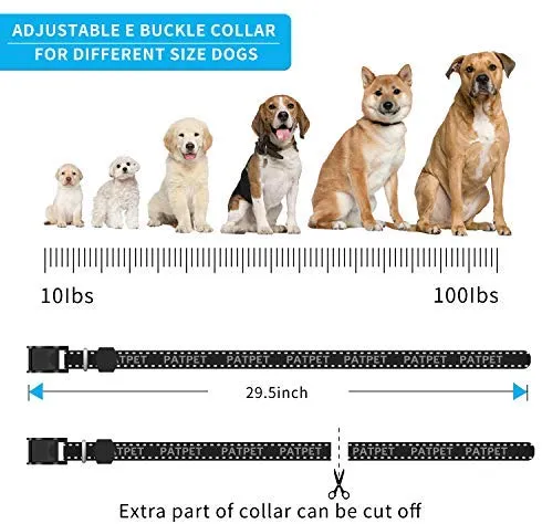 PATPET Dog Bark Collar Safe Shock Rechargeable Anti Stop Barking Collar with 7 Levels for Small to Large Dogs, Smart Chip Adjustable Dog Training Collar, No Pain - Safe, Anti-Bark Device