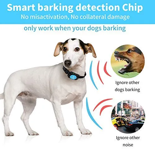 PATPET Dog Bark Collar Safe Shock Rechargeable Anti Stop Barking Collar with 7 Levels for Small to Large Dogs, Smart Chip Adjustable Dog Training Collar, No Pain - Safe, Anti-Bark Device