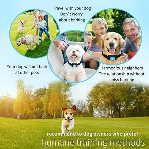 PATPET Dog Bark Collar Safe Shock Rechargeable Anti Stop Barking Collar with 7 Levels for Small to Large Dogs, Smart Chip Adjustable Dog Training Collar, No Pain - Safe, Anti-Bark Device