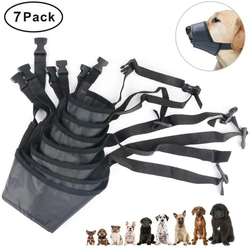 Idepet - Juego de bozales para perro, cubierta ajustable para boca de perro, bozales antimordeduras para perros pequeños, medianos y grandes