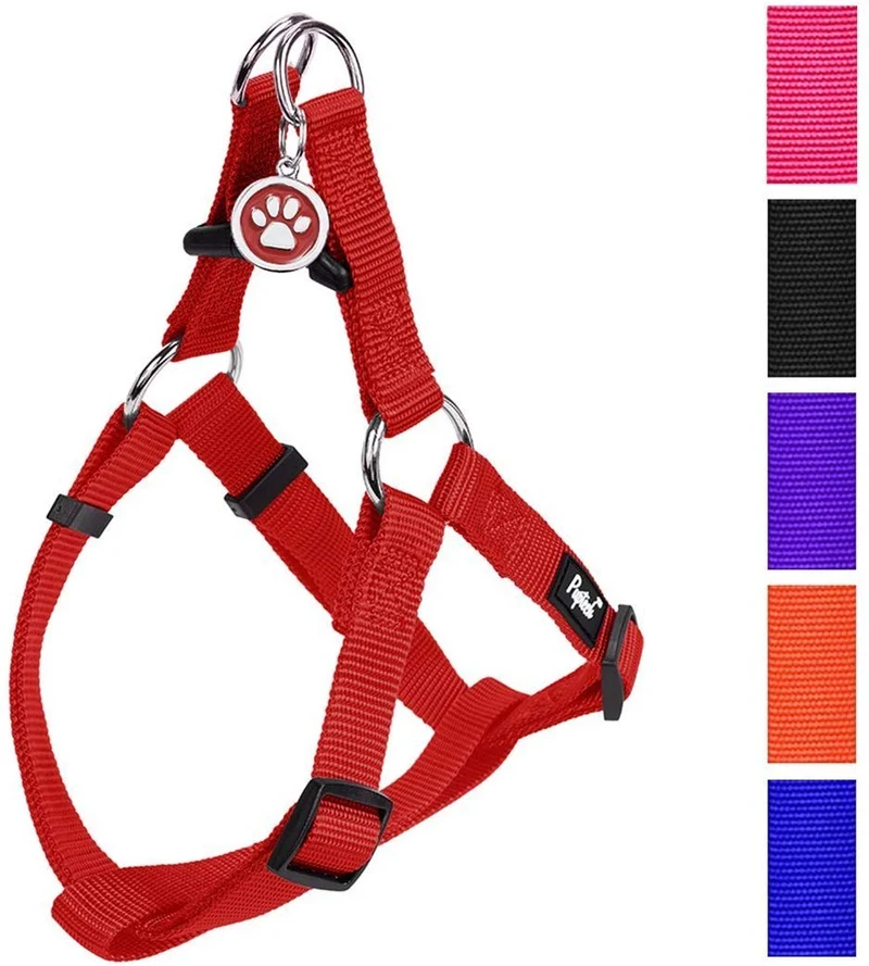 Arnés ajustable Pupteck para perro, medida básica de cachorro, de nailon, chaleco para pasear en exteriores con etiqueta de identificación