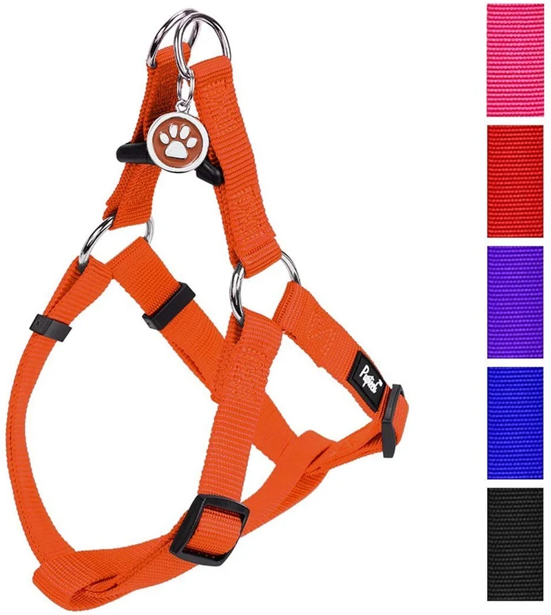 Arnés ajustable Pupteck para perro, medida básica de cachorro, de nailon, chaleco para pasear en exteriores con etiqueta de identificación
