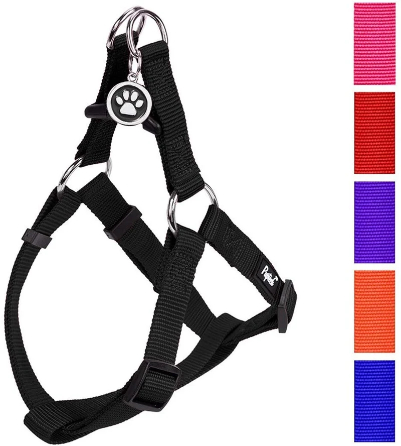 Arnés ajustable Pupteck para perro, medida básica de cachorro, de nailon, chaleco para pasear en exteriores con etiqueta de identificación